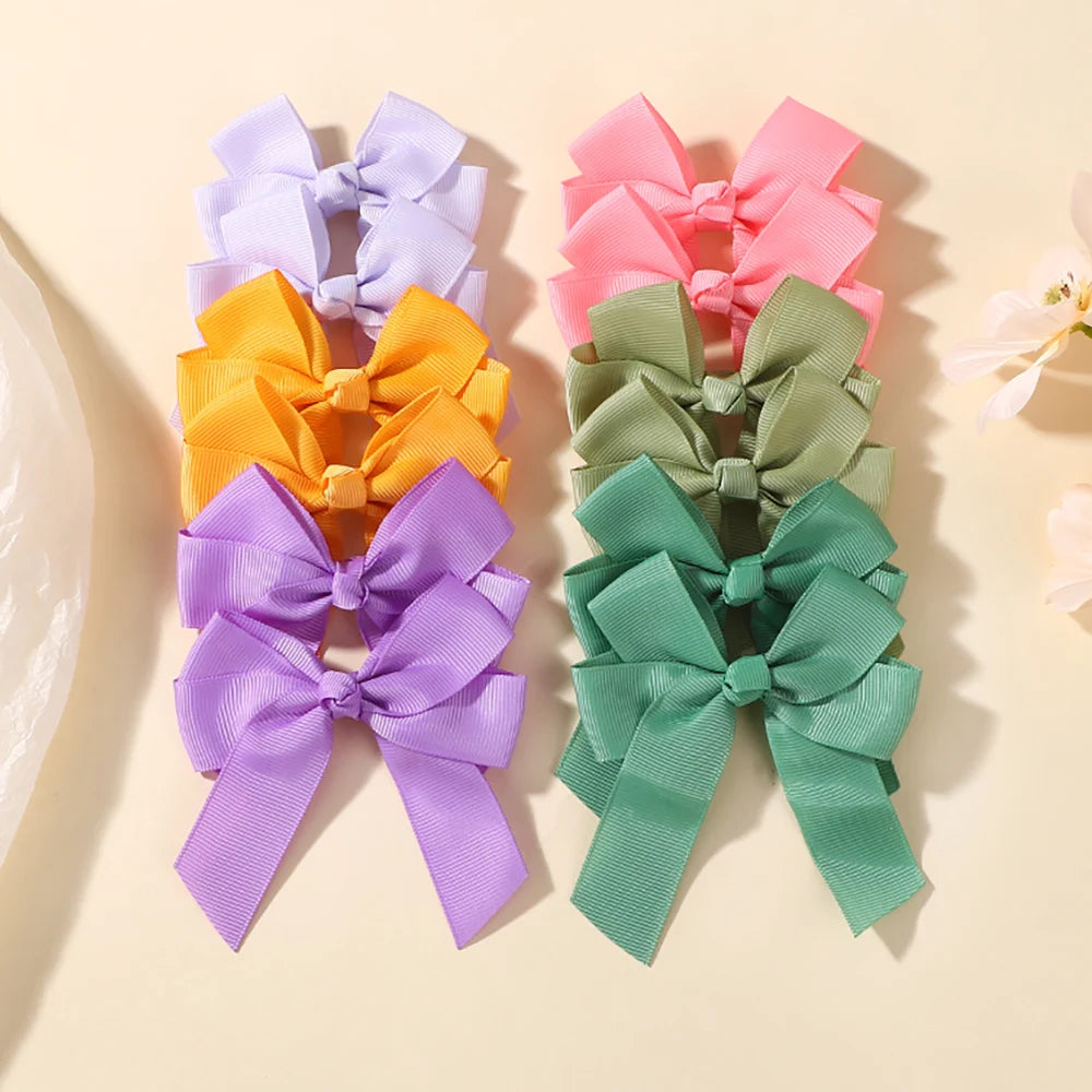 30Pcs/lot Boutique Ribbon Tassel Bow Hair Clip Set Colorful Cheer Bow Hairgripes Girls Lovely Headdress Gift