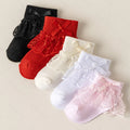 5 Pairs Baby Girl Socks with Big Satin Bow, Multicolor Cotton Toddler Socks, Soft Breathable Kids Socks for 0-3 Years, Cute Prin