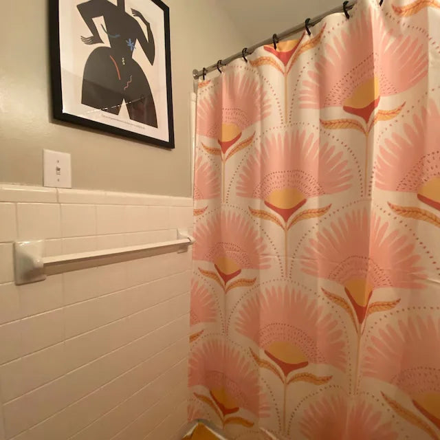 Shower Curtain Vintage Floral Pattern Art Deco Style 180x180 cm Waterproof Polyester Bath Decor
