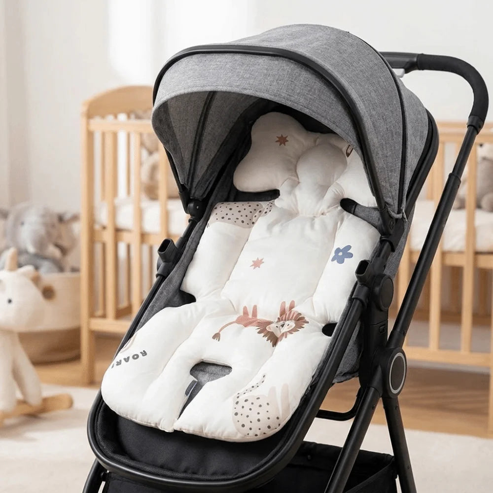 Essential Cotton Stroller Seat Cushion Soft Cartoon Pattern High Chair Liner Pad Comfortable Warm Stroller Accessories Going Out