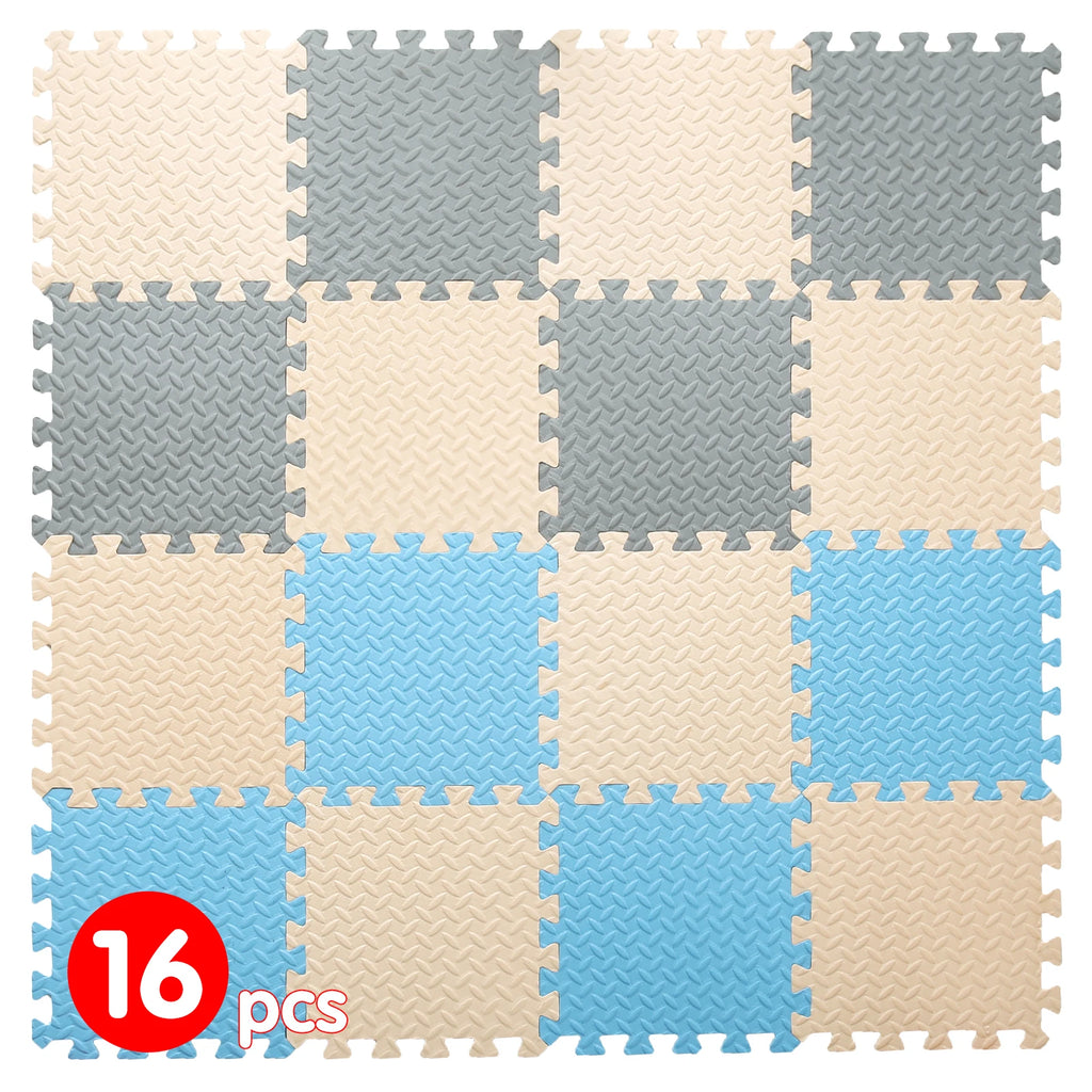 0.4 Inch/16pcs Thick Square Puzzle Mat ,30*30cm EVA Foam Baby Play Mat for Children Room Activities, Red/Yellow/Blue/Green
