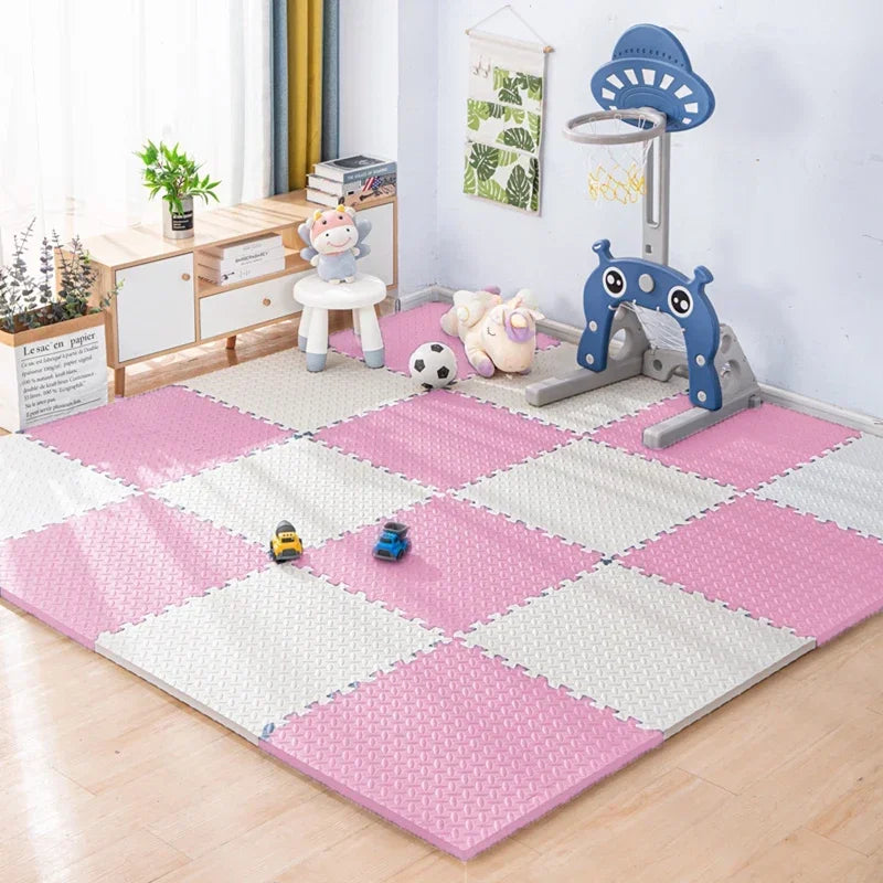 YIMINYUER Interlocking Foam Play Mat 1cm Thick Pink Pack Of 8 Or 16 For Baby Crawling And Exercise