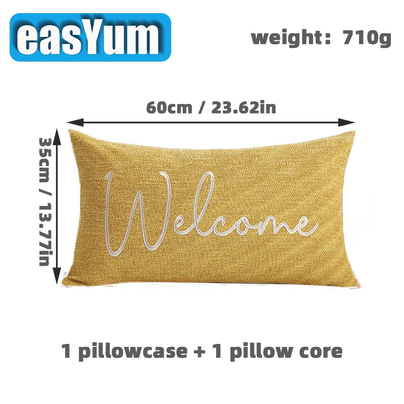 1 Pillow Set Pillowcase 35x60cm Embroidered With Hidden Zipper Decorative Cover For Bedroom