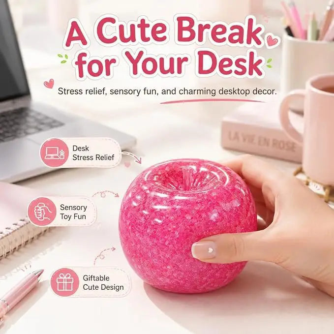 Apple Smoothie Squishy Ball Glitter Fruit Shaped Squeeze Stress Relief Sensory Fidget For Anxiety Release & Desktop Decor