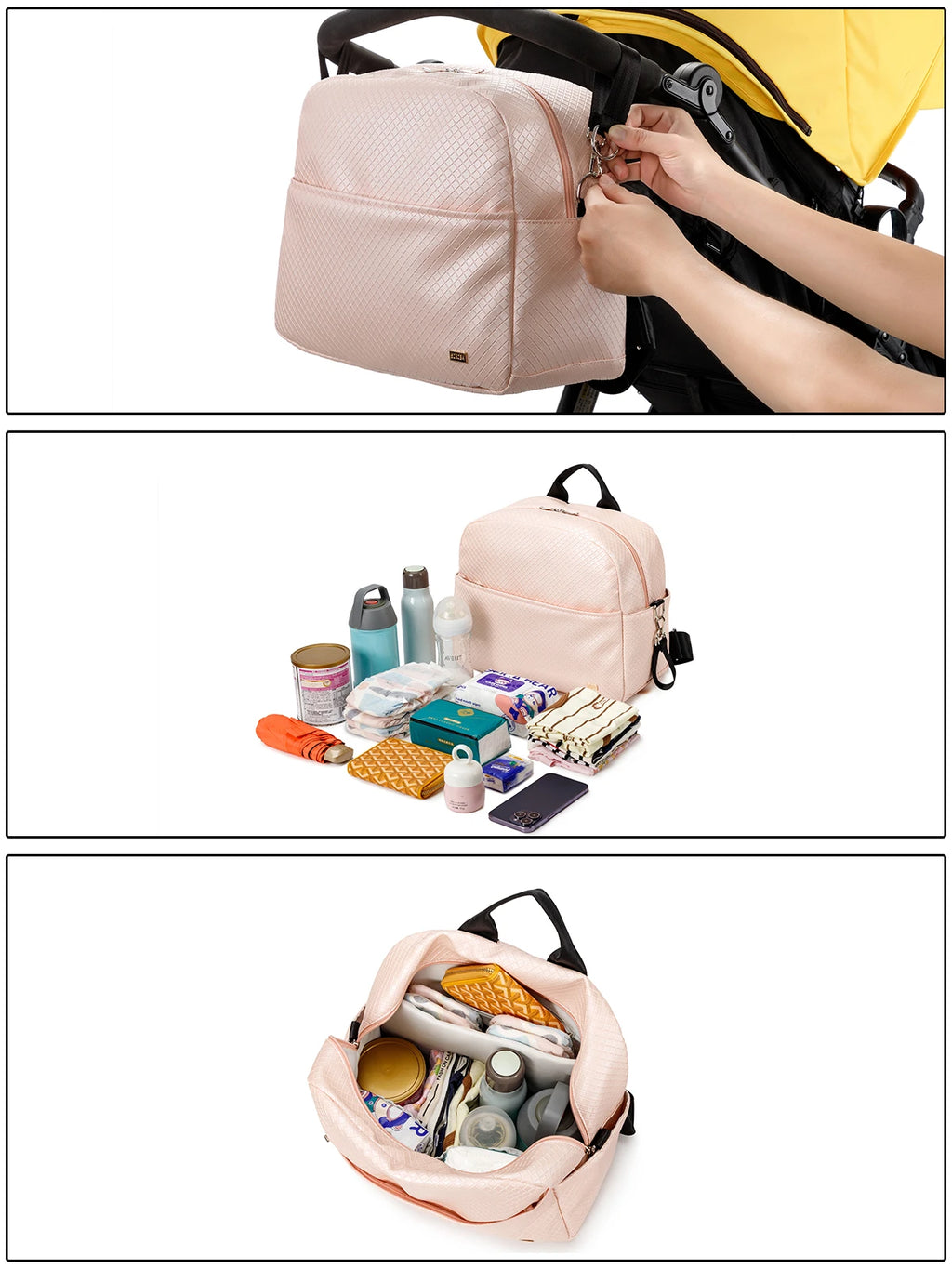 Soboba Stylish Mother Diaper Backpacks Large Capacity Waterproof Environmental Fabric Diaper Bag for Mommy Fashion Nappy Bag