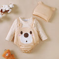 2Pcs Newborn Baby boy Bodysuit Little bear Pattern Long sleeved Bodysuit+Hat Set 0-18 Months Baby boy Spring Autumn Bodysuit