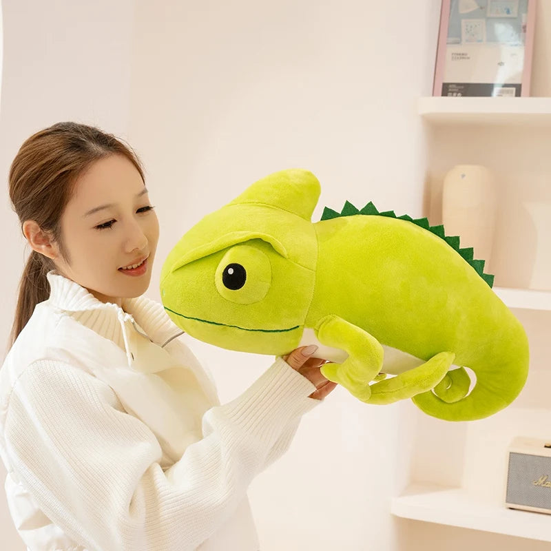 Hot 2026 New Cute Chameleon Plush Toys Stuffed Chubby Cartoon Crawling Lizard Doll Warm Soft Home Throw Pillow Funny Kids Gift