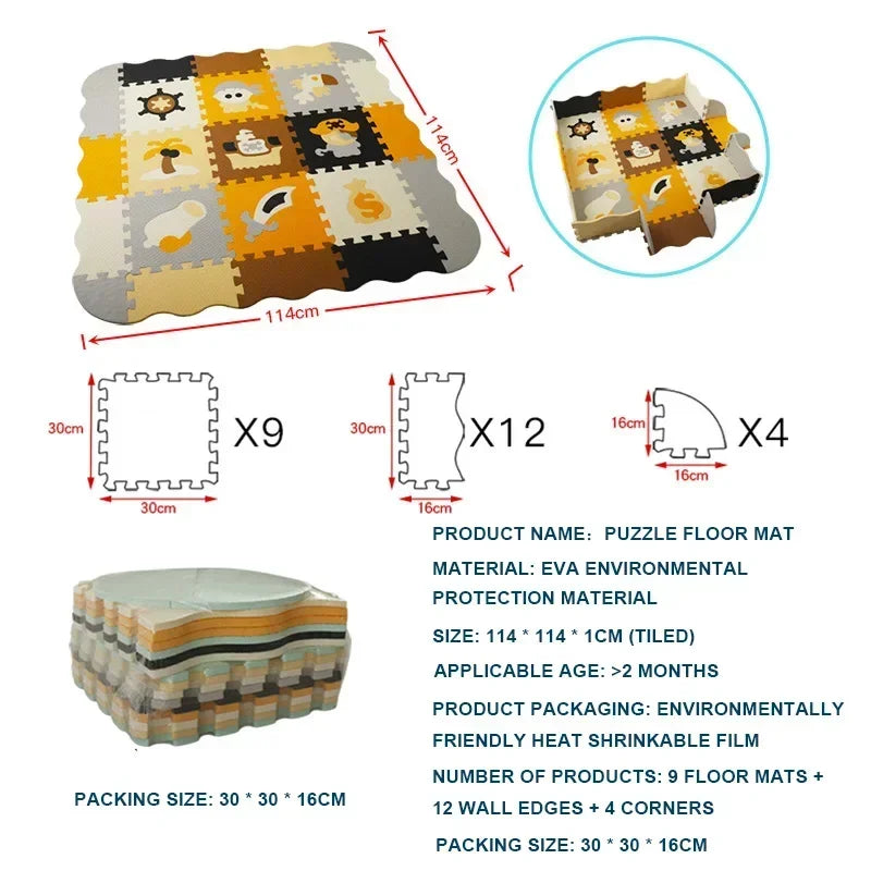 Eva Foam Baby Play Mat 25-Piece Set 30x30cm Puzzle Floor Mat Educational Toy For Nursery