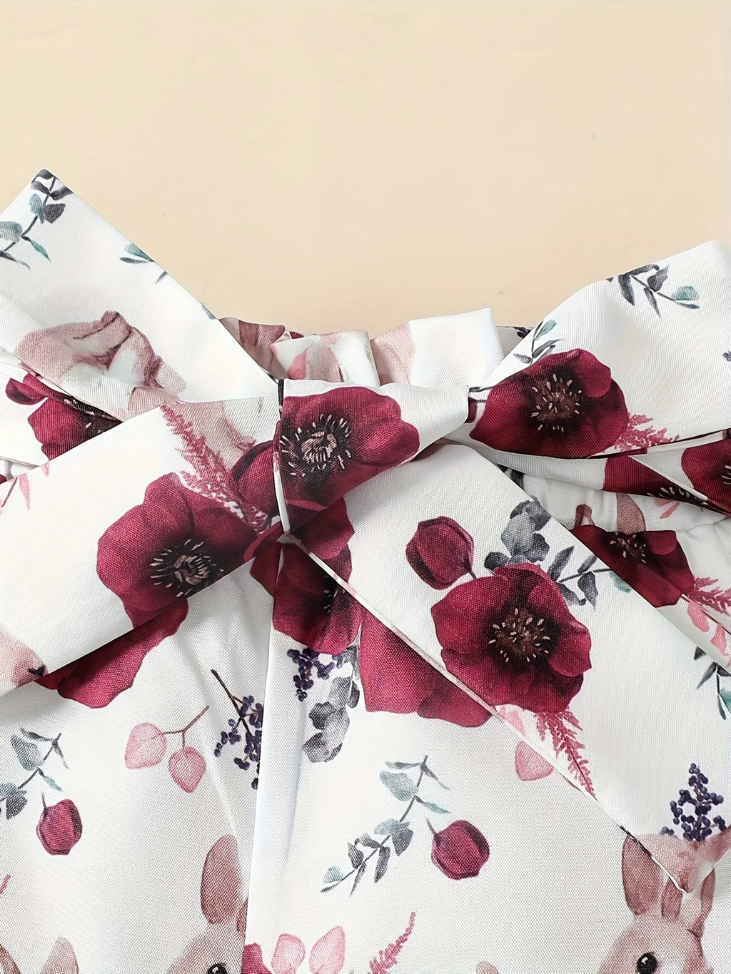 0-18 Months Newborn Baby girl Flying sleeve Cute Small Rabbit Jumpsuit+Rabbit Printed Shorts Set Baby girl Easter Costume