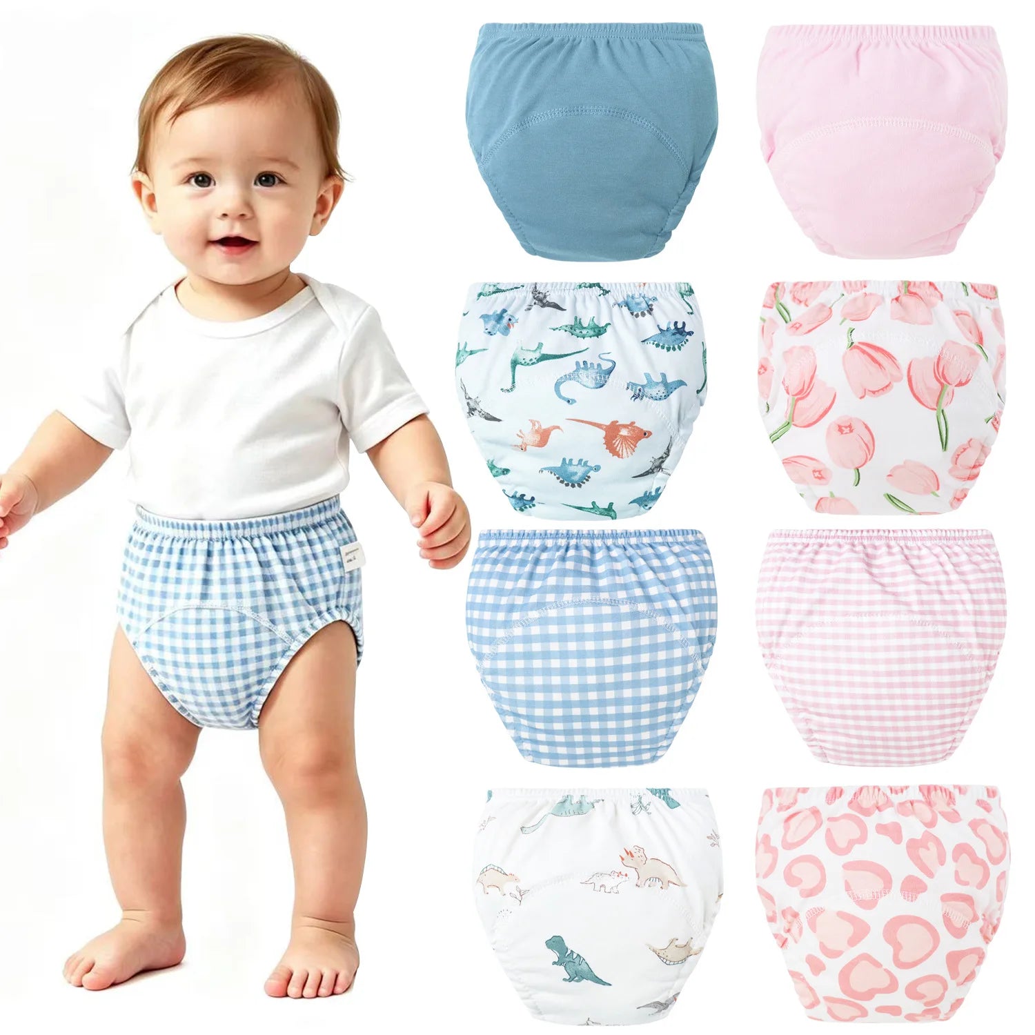 3pcs Baby Training Pants Cloth Diapers Toddler Pants Breathable Cotton Diapers Washable Boys Girls Cloth Diaper Reusable Nappies