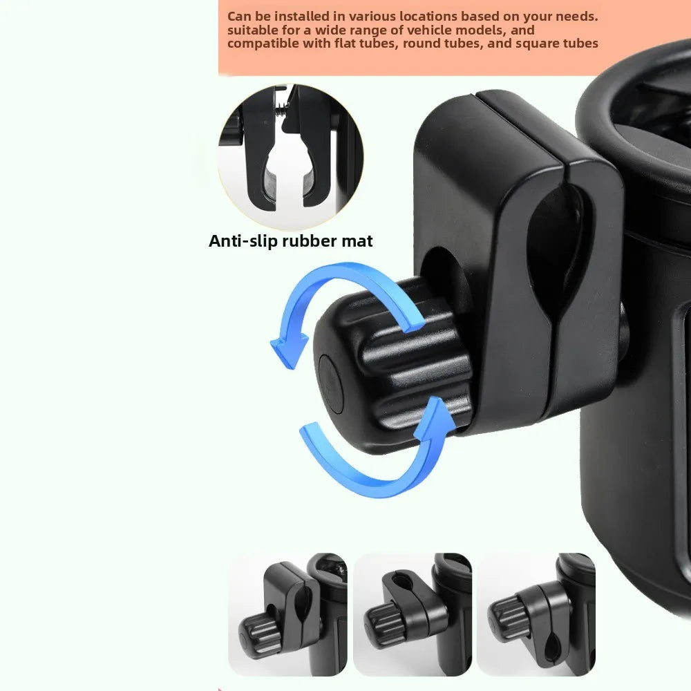 Anti-slip 2 in 1 Baby Stroller Cup Holder Easy To Install Adjustable Kids Cup Stand Black Non-slip