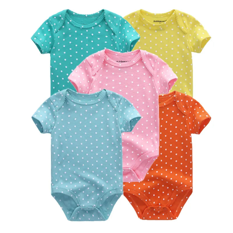 Cartoon 5-Pieces Summer Baby Boy Girl Bodysuits 100%Cotton Soft Newborn Onesies Short Sleeve Infant Clothes