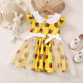 1-6 Year old Girls' Dress, Sudan rose print Bow Chiffon Dress, Girls' Holiday Dress Children's Clothing
