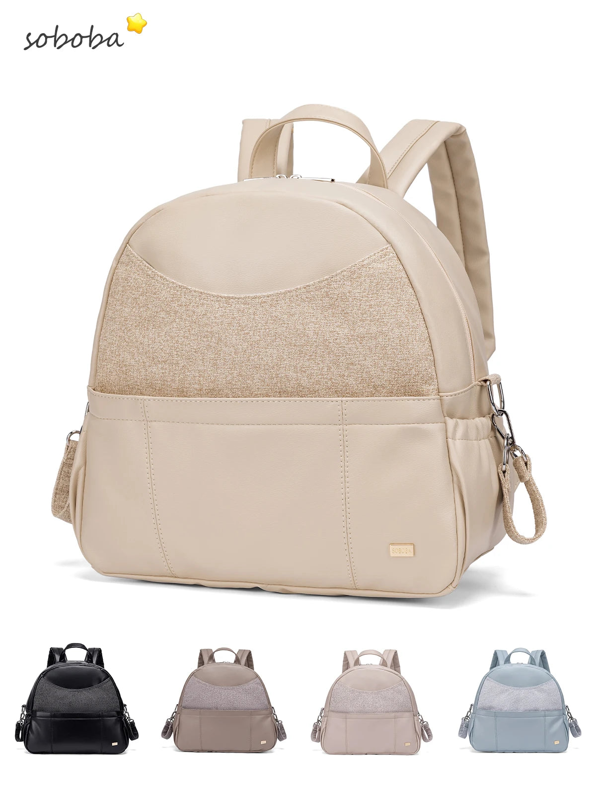 Soboba Diaper Backpack for Women Large Capacity Multi-functional Nappy Changing Bag with 2 Straps can Hang on Stroller