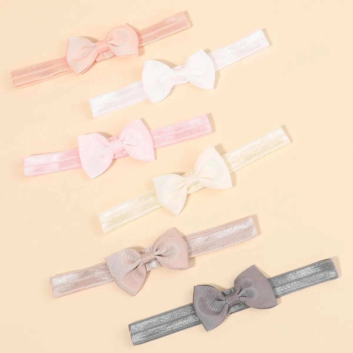 6-10Pcs Solid Color Grograin Ribbon Bowknot Headband for Baby Girls Headwear Elastic Hair Bands Infant Hair Accessories