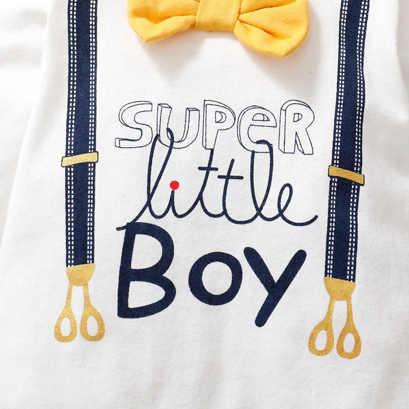 Baby Boy Jumpsuit Letter Printed Small gentleman Long sleeved Jumpsuit for Newborns Baby Boy 0-18 Months in Spring and Autumn
