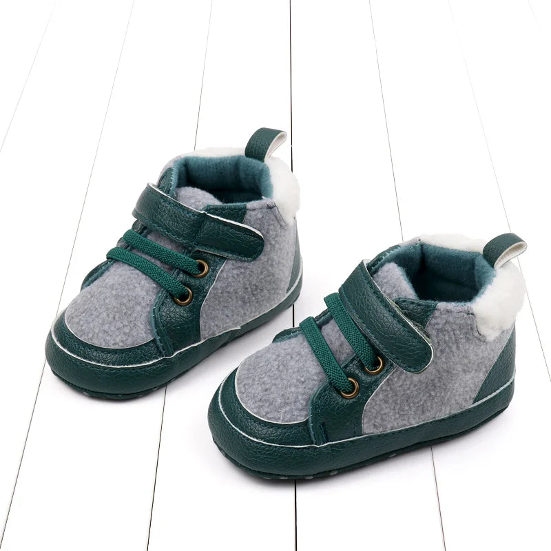 2025 Year New High-Top Trendy Fuzzy Shoes With Soft Rubber Sole Baby Shoes Baby Size Shoes Toddler Shoes Casual Walking Shoes