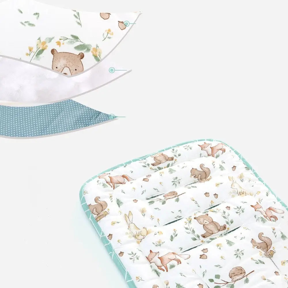 Soft Baby Stroller Cushion Cotton Cartoon Printed Baby Pram Seat Mat Breathable Comfortable Baby Seat Cushion High Chair Trolley