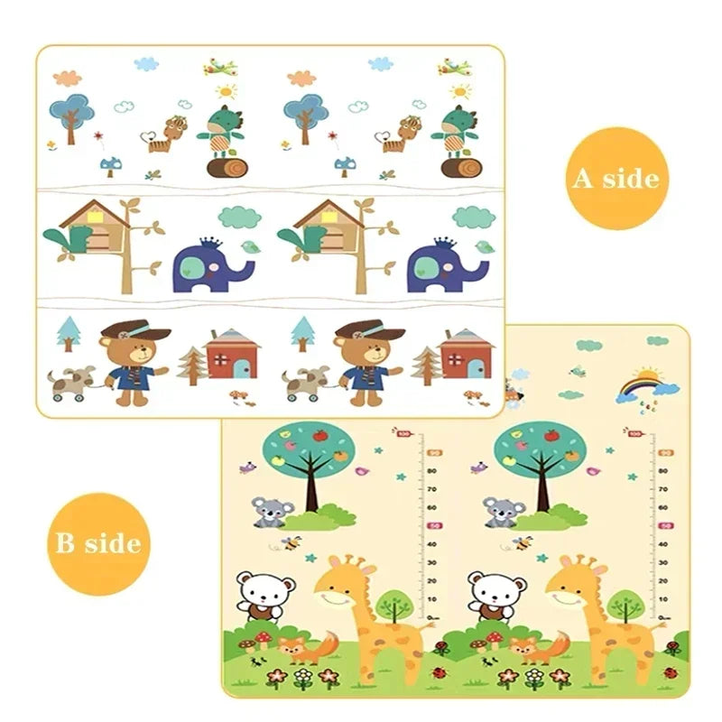 Baby Activity Gym Mat for Crawling and Play, Double-Sided Pattern, Model EPE-01, Non-Toxic