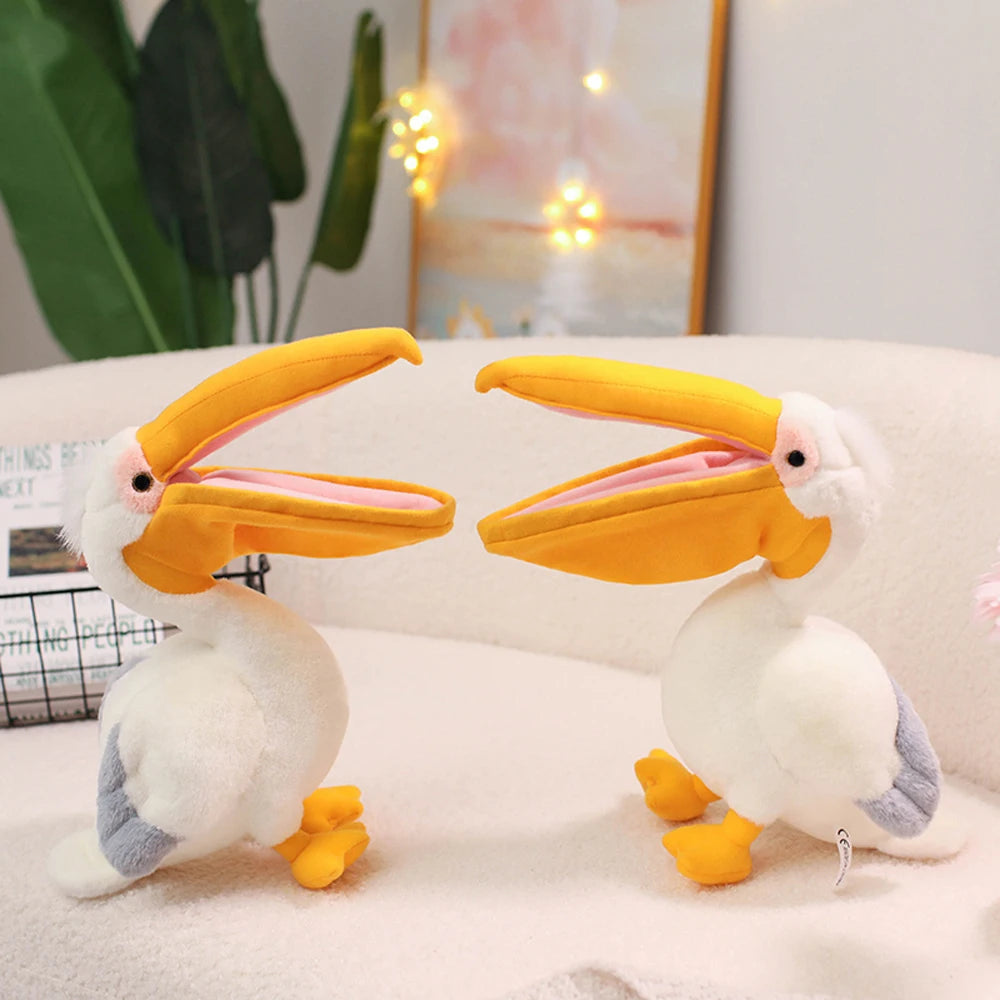 New Cartoon Pelican Plush Toys Realistic White Pelican Stuffed Bird Animal Soft Dolls Promotional Cheap Christmas Birthday Gifts