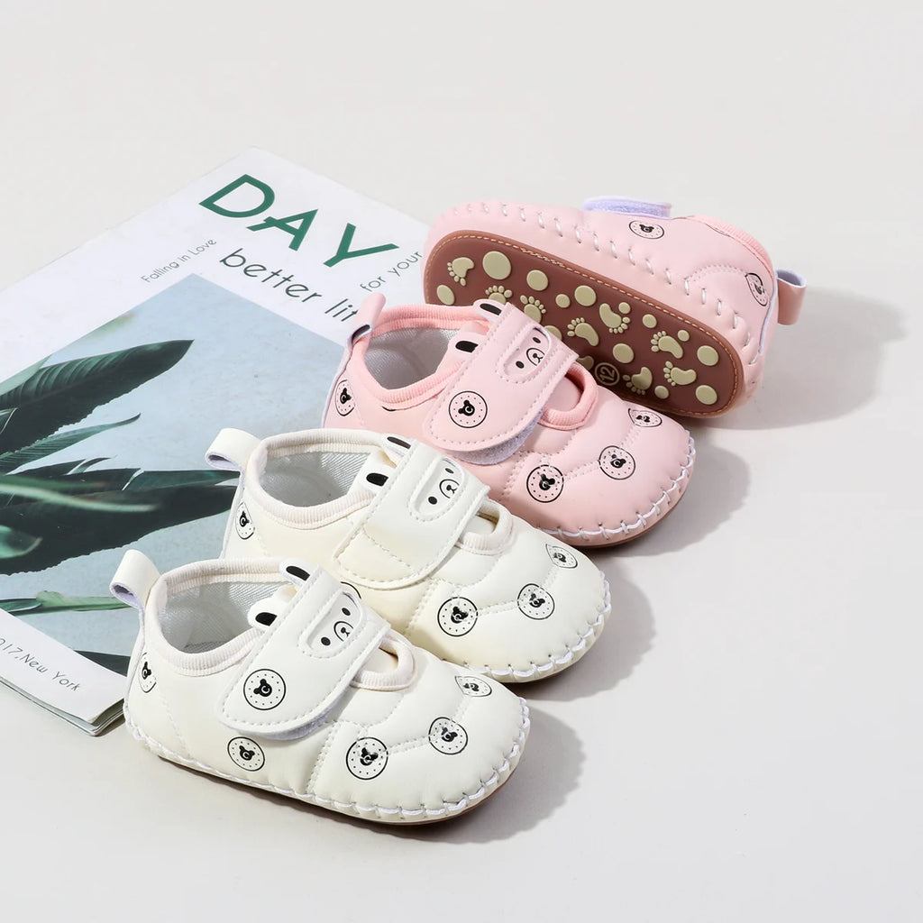 Spring And Autumn Baby Boy's And Girl's First Walking Toddler Shoes 0-18 Months Baby Unisex Sneaker Hook-loop Design