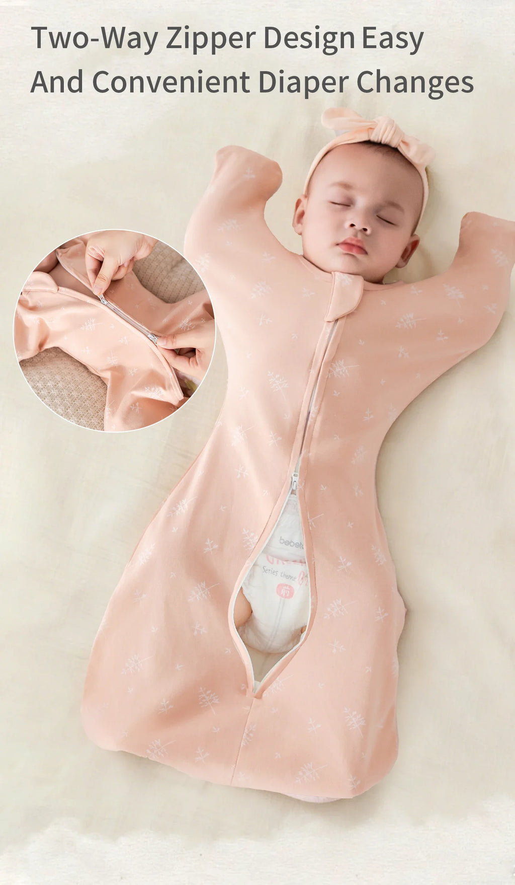 INSULAR Long Sleeves Baby Sleeping Bag,100%Cotton Thin Breathable Pajamas,Anti-Kicking Cocoon Envelope Sleep Sack for Newborn 2.