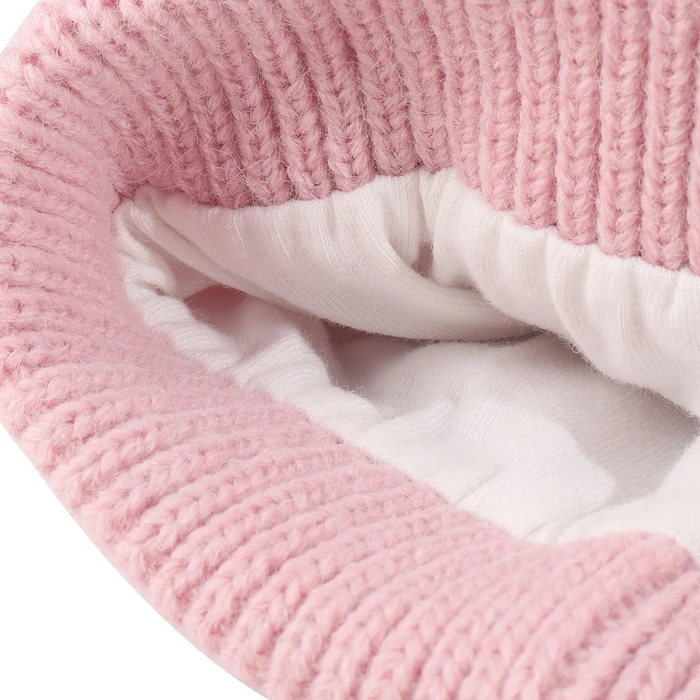Cross-Border European and American Children's Bowknot Knitted Hat Winter New Thickened Warm Newborn Wool Hat Baby Hat