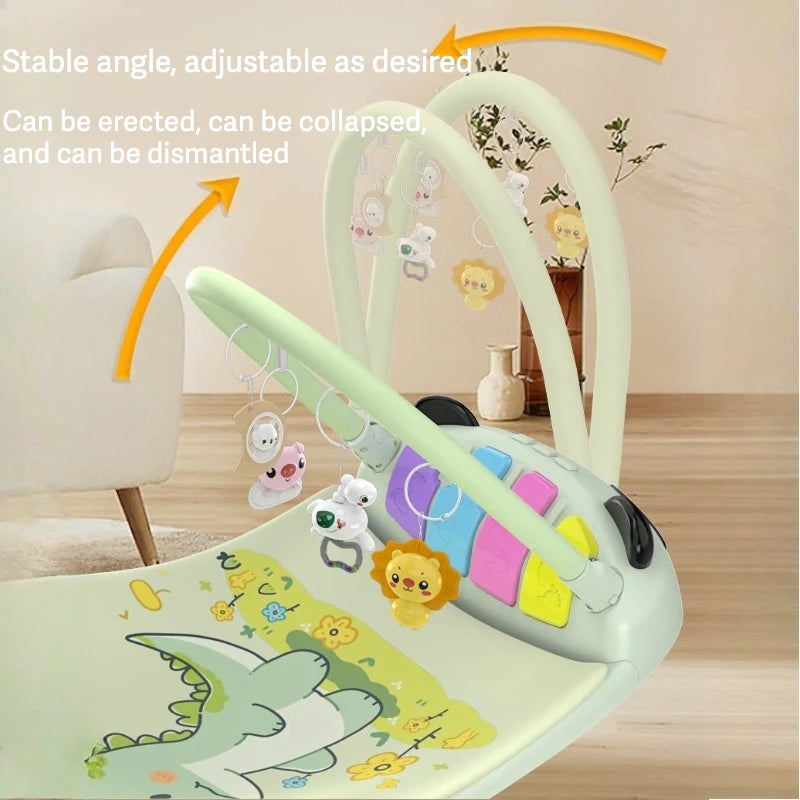 0-12 Months Baby Activity Gym: Music Play Mat with Piano Crawling Blanket & Pedal Game Pad for Newborn Fitness & Early Education