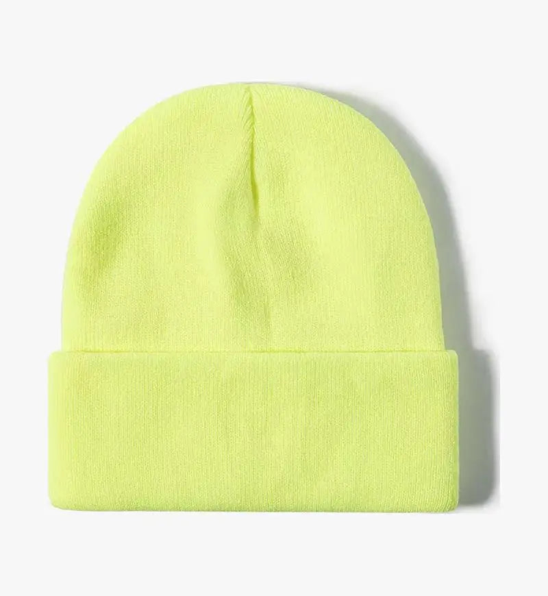 Knitted Hat For Men And Women Warm Beanie Model M01 Solid Color Rolled Edge