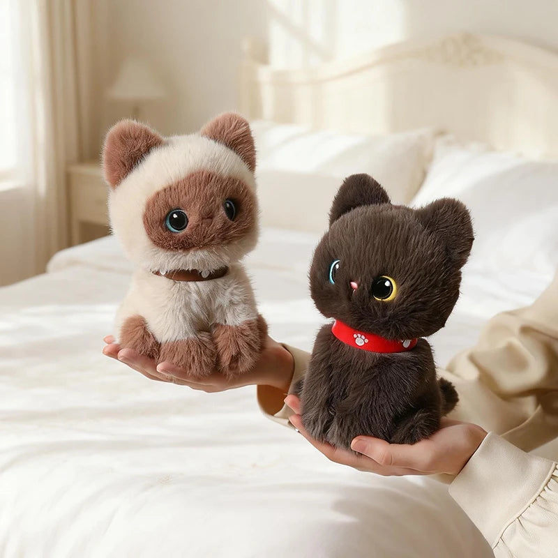 Nice Sitting Pose Kitten Plush Toys Soft Fluffy Cartoon Pet Cat Doll Lovely Office Desktop Decor Funny Gift To Family Accompany