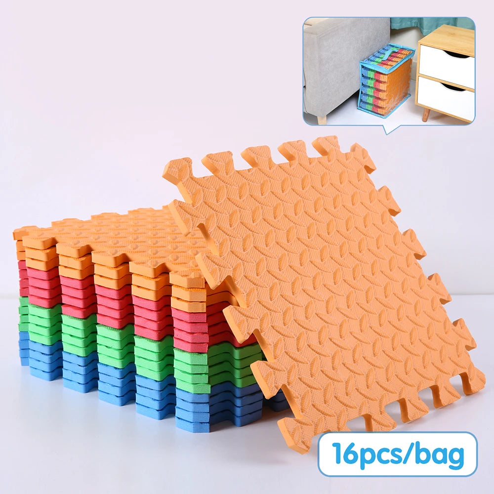 0.4 Inch/16pcs Thick Square Puzzle Mat ,30*30cm EVA Foam Baby Play Mat for Children Room Activities, Red/Yellow/Blue/Green