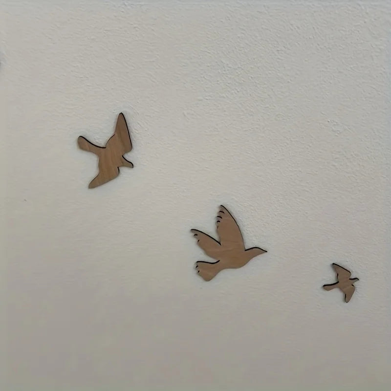 Ins Nordic Style Wooden Bird Self-Adhesive Decoration Home Space Theme Boys and Girls Room Decoration Wall Sticker Set Nursery Wall Art