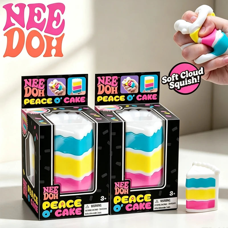 Schylling Needoh Peace O' Cake Squishy Non-toxic TPR Stretch Fidget Toy Stress Relief Relax Holiday Present Sensory Squeeze Toy