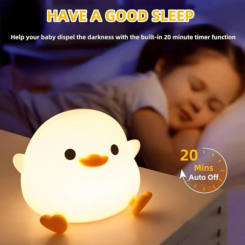 Cute DoDo Duck LED Night Light Touch-Sensitive Dimmable Rechargeable Silicone Bedside Lamp for Nursery Bedroom