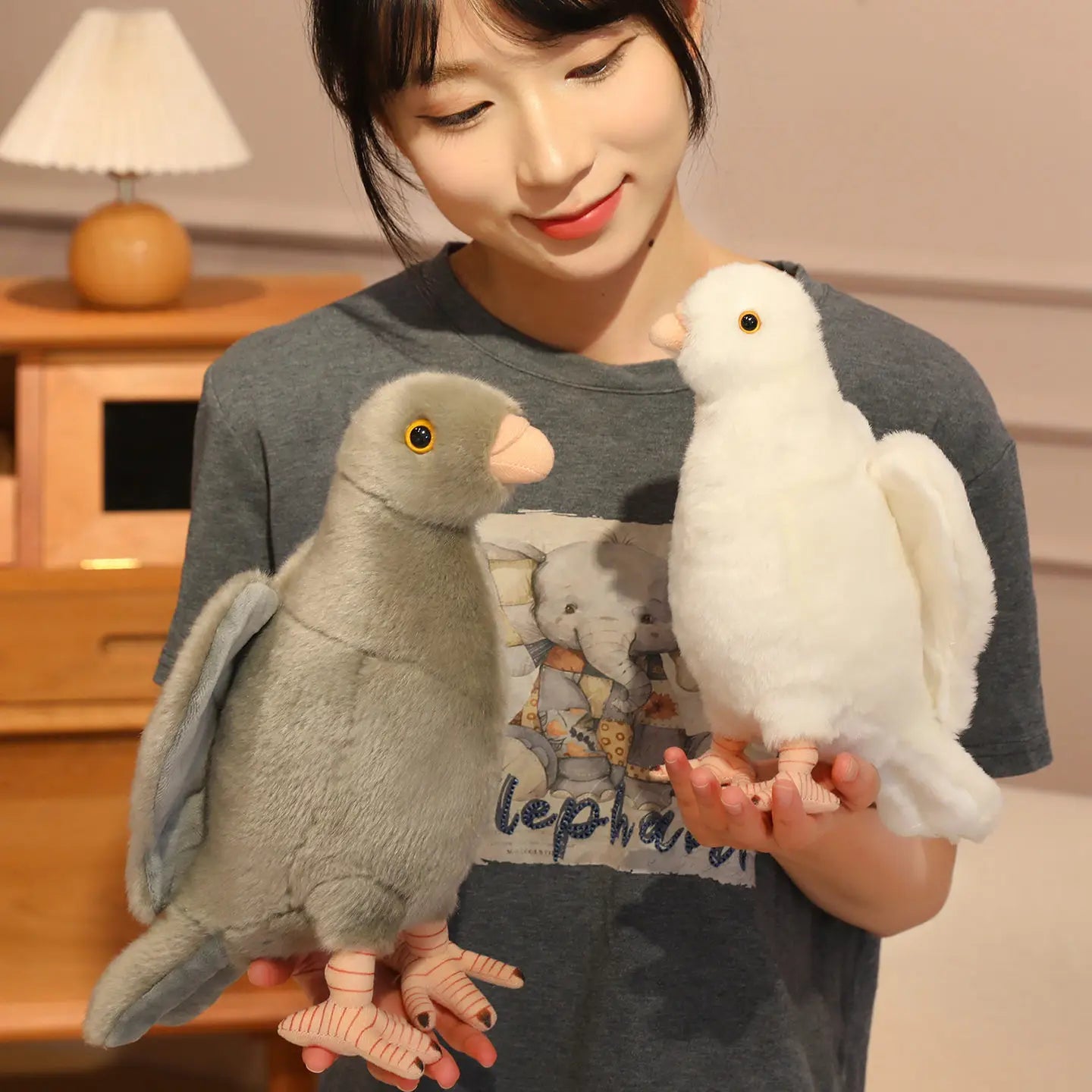 Grey White Simulation Pigeon Plush Toy Peace Dove Stuffed Animal Doll for Kids Home Decor And Photography Props