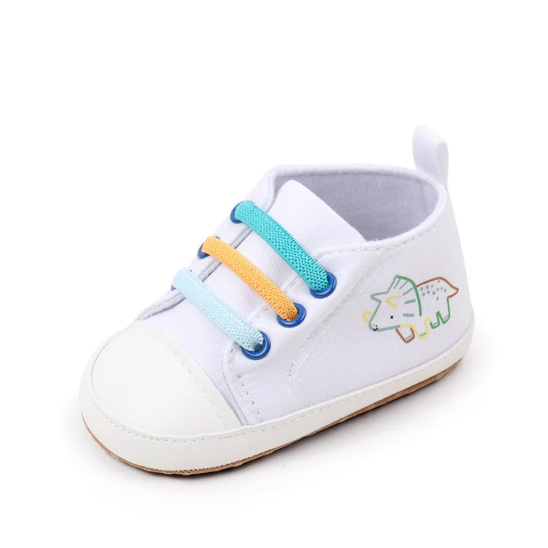 Hoting Baby Canvas Anti Slip Shoes Cartoon Print Polyurethane Upper TPR Sole Spring and Autumn