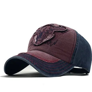 Summer New Pure Cotton Distressed Washed Baseball Cap66Highway Embroidered Duckbill Cap European and American Style Sunshade Hat