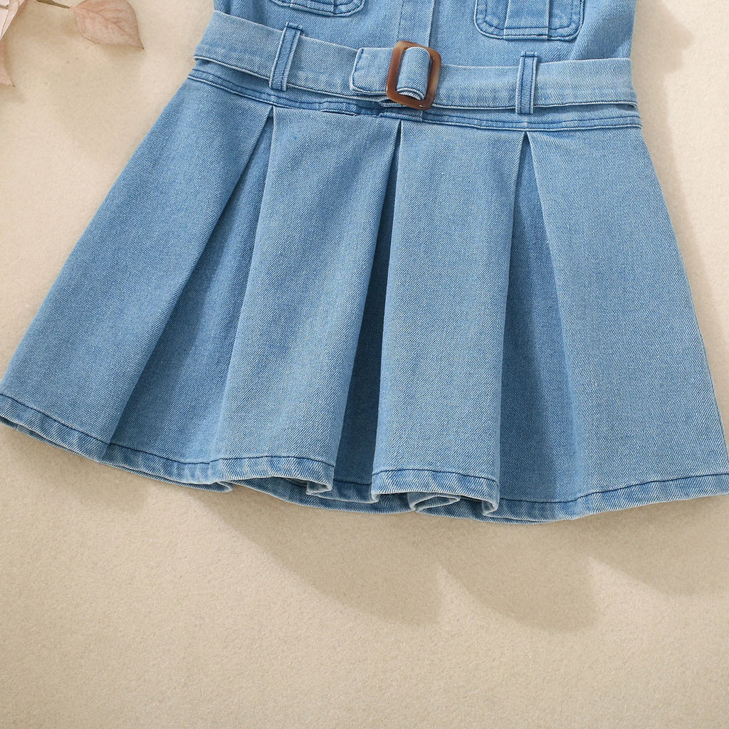 Summer baby girl denim sleeveless dress sweet and cute