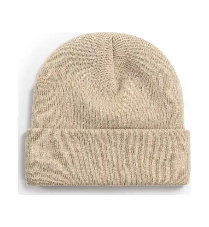 Knitted Hat For Men And Women Warm Beanie Model M01 Solid Color Rolled Edge