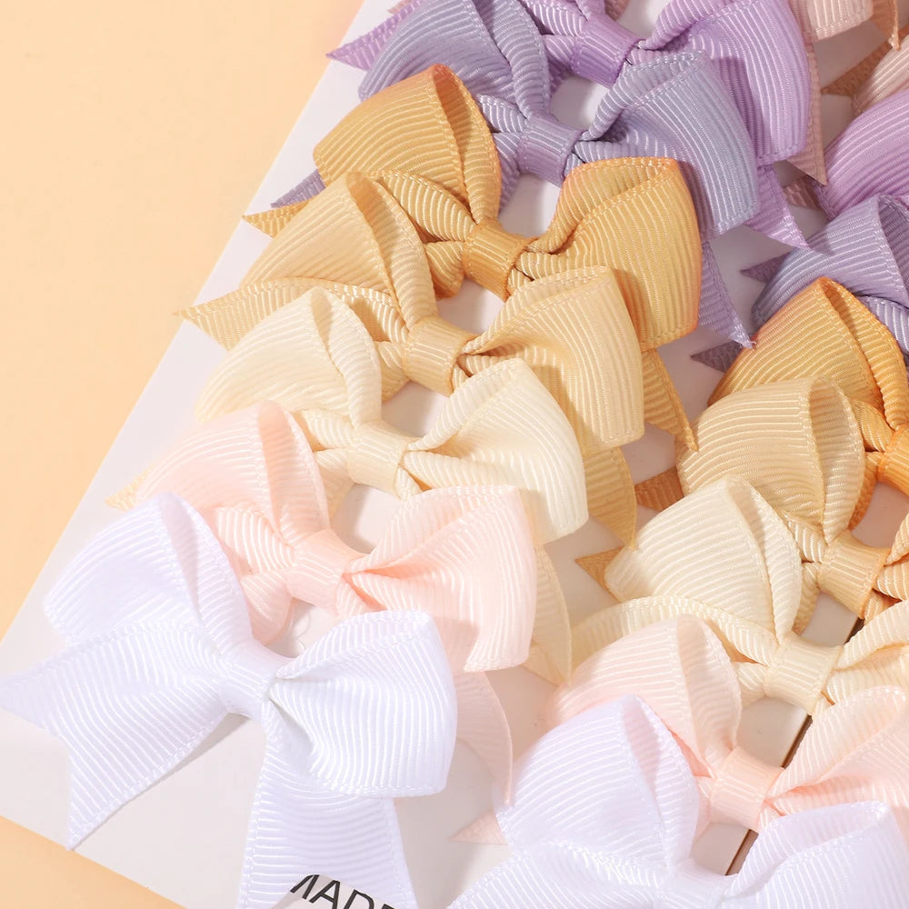 24Pcs 2-inch Hair Bows Clips for Girls Classic Ribbon Bowbot Pigtail Hairgrip Kids Hair Accessories Children's Headwear
