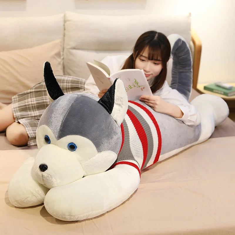 Hot New Huggable Giant Dog Plush Toy Soft Stuffed Husky Long Pillow Cartoon Animal Doll Sleeping Cushion Home Decor Kids Gift