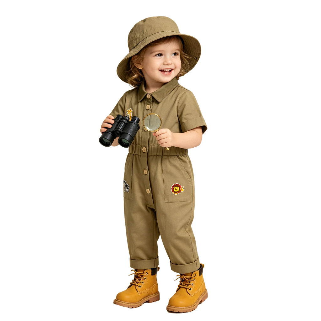 Toddler Baby Girls Zookeeper Suit Sleeveless Cute Animal Embroidery Tulle Dress Birthday Party Cake Smash Zoo Keeper Outfits