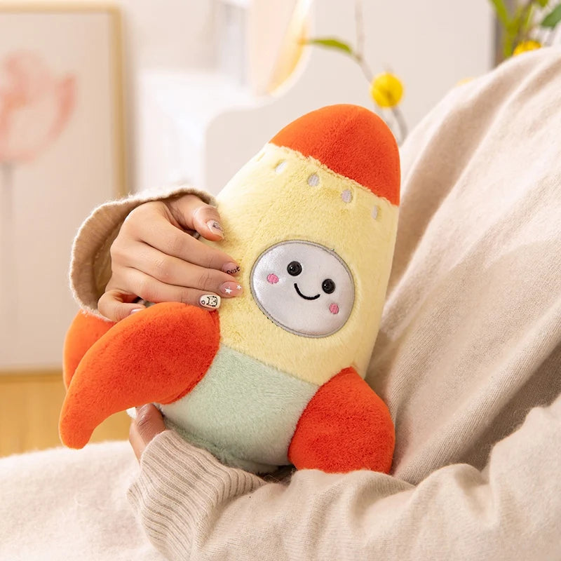 Hot 18/27cm Plush Rocket Toy Stuffed Spaceship Soft Throw Pillow for Kids Educational Birthday Gift Space Discovery Decor