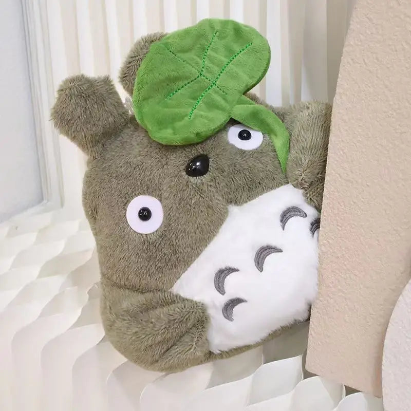 Hot Cartoon Totoro Hold Lotus Leaf Plush Toy Kawaii Japanese Style Figure Doll Stuffed Chinchilla Plushies Birthday Gifts Girl