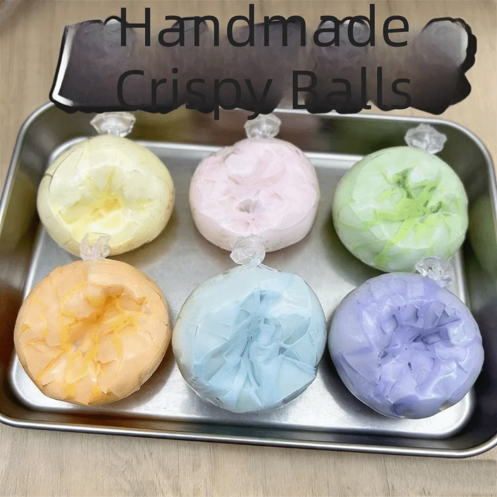 Boys Girls Hand Relax Crispy Skin Ball Squishy Toy Handmade Sensory Fidget Ball Colorful Pinch Cracking Wax Ball Friend Party