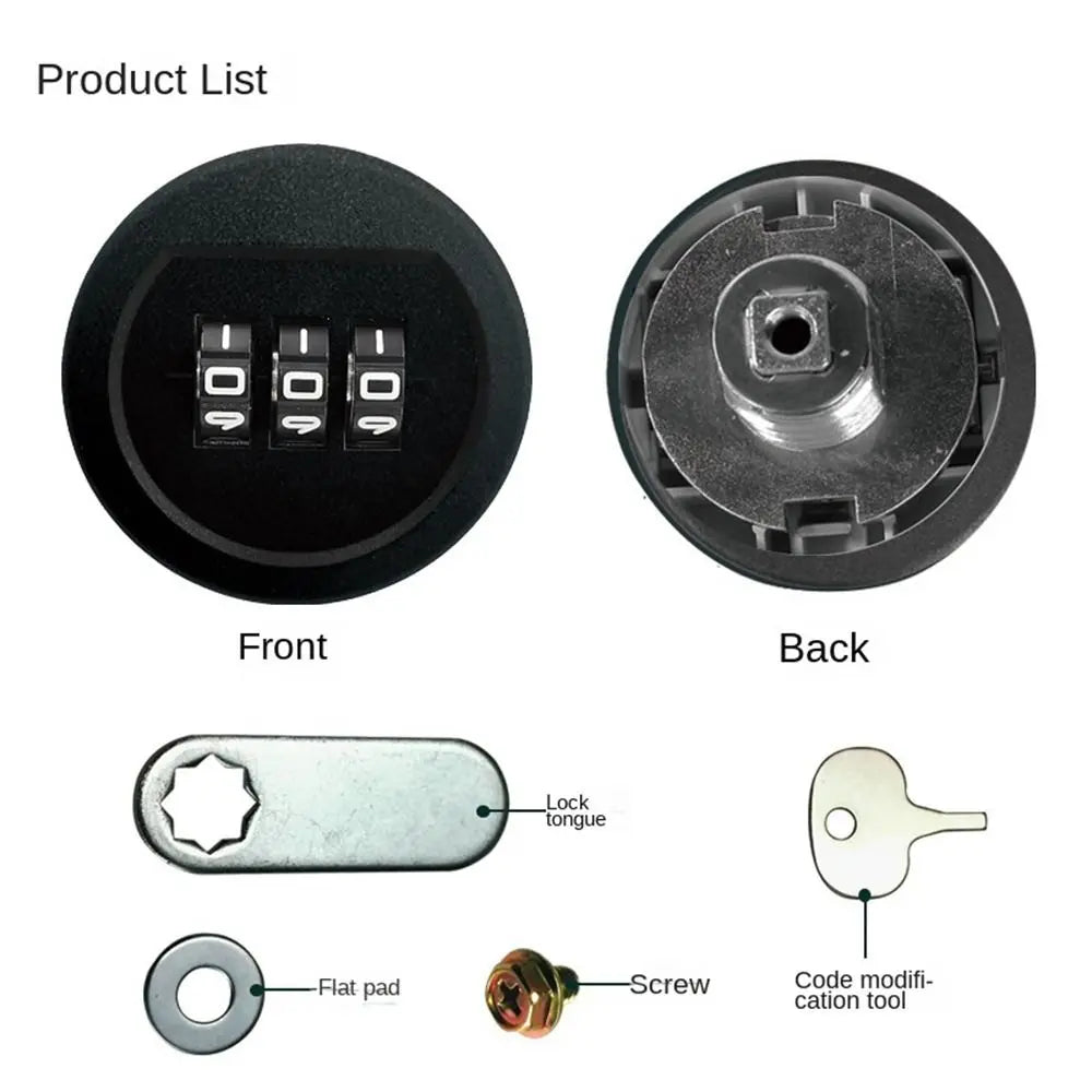 Drawer Password Lock 20/30mm Thread Length Cupboard Mailbox 3 Digital Combination Lock Anti-theft Security Furniture Hardware