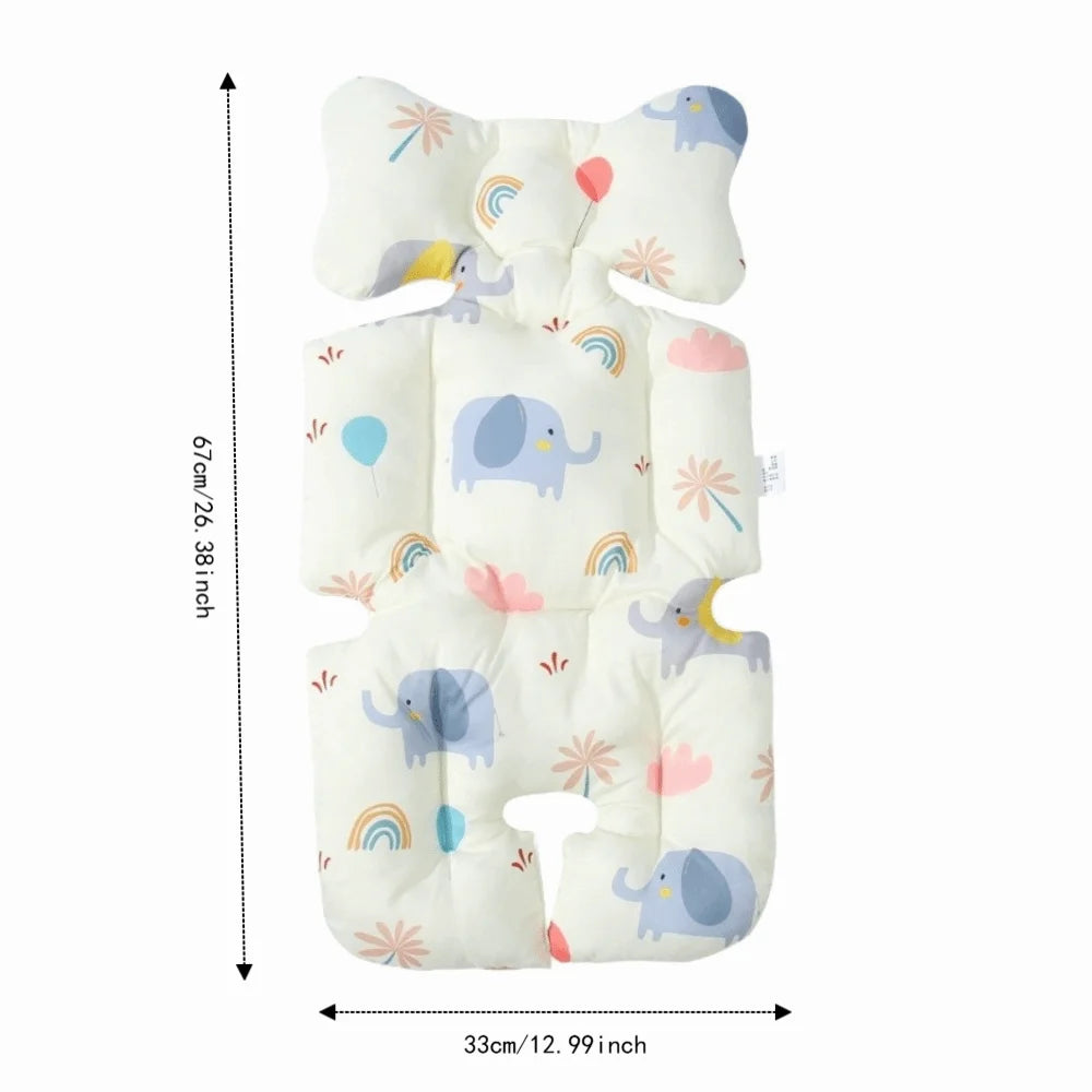 Essential Cotton Stroller Seat Cushion Soft Cartoon Pattern High Chair Liner Pad Comfortable Warm Stroller Accessories Going Out