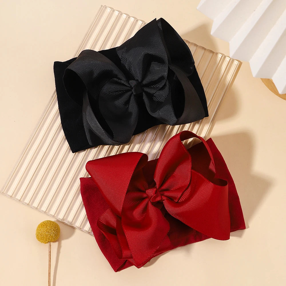1pcs Large Ribbon Bow Baby Headband Girls Wide Nylon Turban Newborn Bow Headwrap Baby Gift Super Soft Infant Hair Accessories