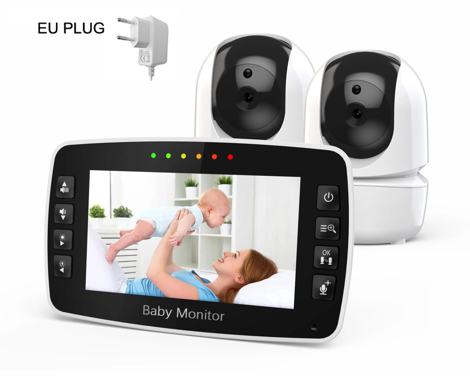 Baby Monitor Dual Camera 4.3 Inch Wireless Ptz Night Vision Temperature Monitoring