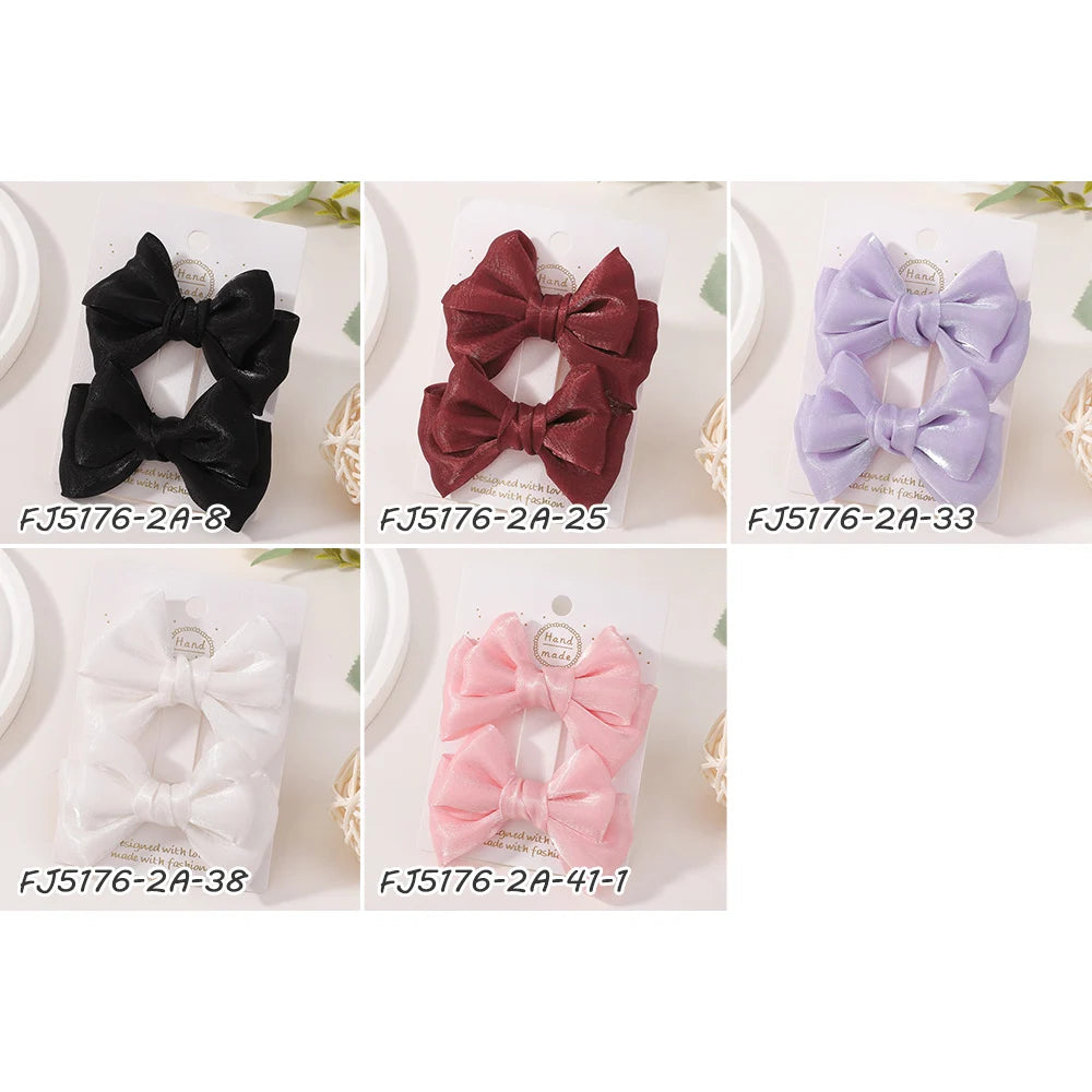 2Pcs/lot Princess Chiffon Bow Ponytail Hair Clips Girls Kids Hair Jewerly Hairpin Barrettes Fashion Hair Accessories